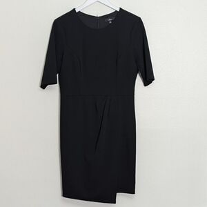 Lulus Dress Extra Large Black Sheath Half Sleeve Crew Neck Front Pleat